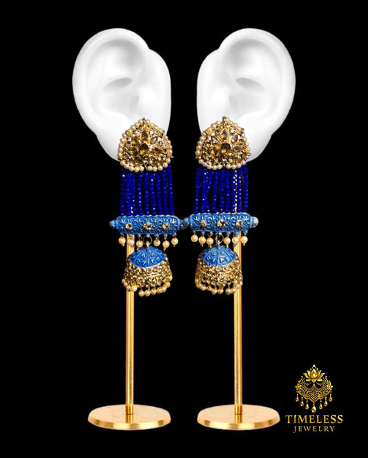 blue heavy bread jhumka