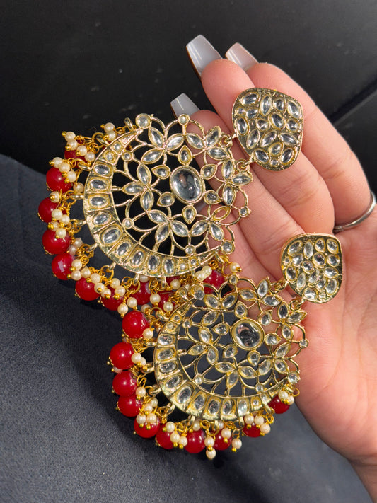 Golden Crystals Ruby Earrings