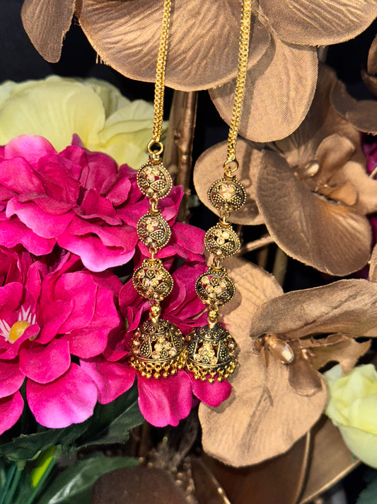Jhumka Earrings With Ear Chain
